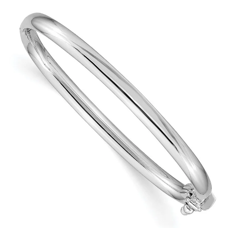 Women's sparkly bracelet-Curata 14k White Gold Hinged Polished Baby Bangle Bracelet