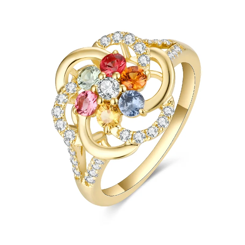 Women’s heart-shaped engagement ring-Colour Sapphire and Diamond Ring