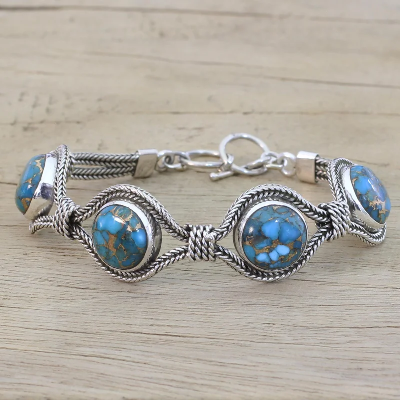 Women's birthday bracelet-Heavenly Blues Turquoise Silver Bracelet