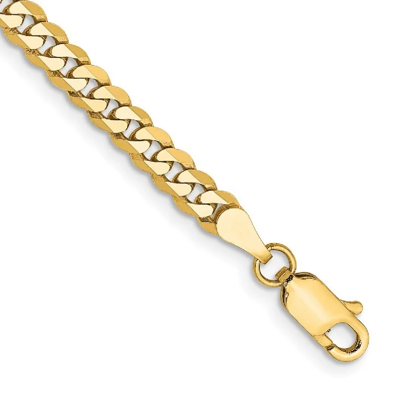 Women's beach bracelet-Curata 10k Yellow Gold 3.9mm Flat Beveled Curb Chain Bracelet