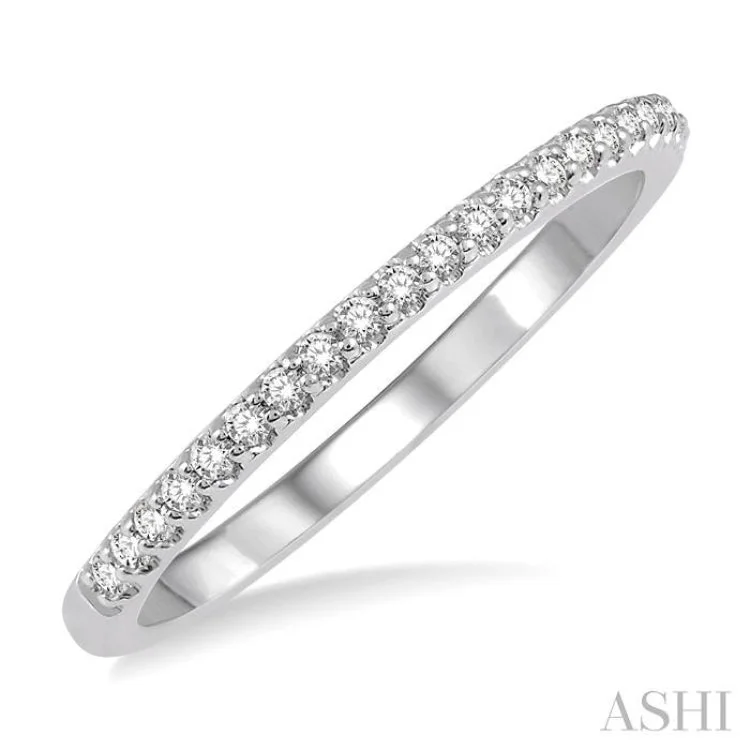 Women’s engraved engagement ring-1/10 Ctw Round Cut Diamond Wedding Band in 14K White Gold