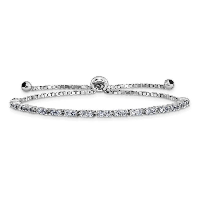 Women's modern bracelet-Curata 925 Sterling Silver Rhodium Plated June Lavender CZ Cubic Zirconia Simulated Diamond Adj Bracelet