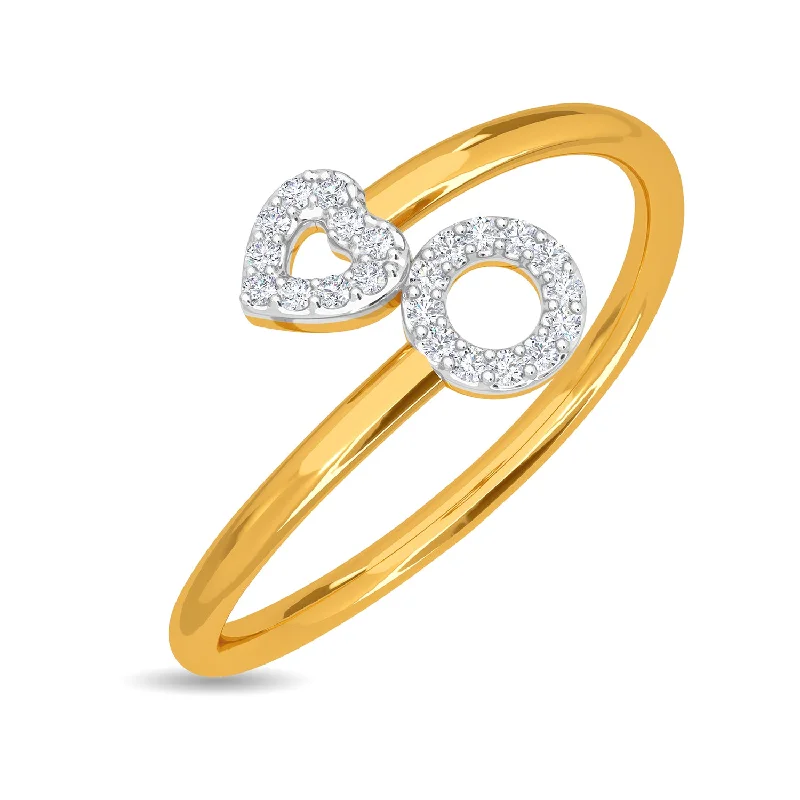 Women's gold ring-Heart Cross Ring