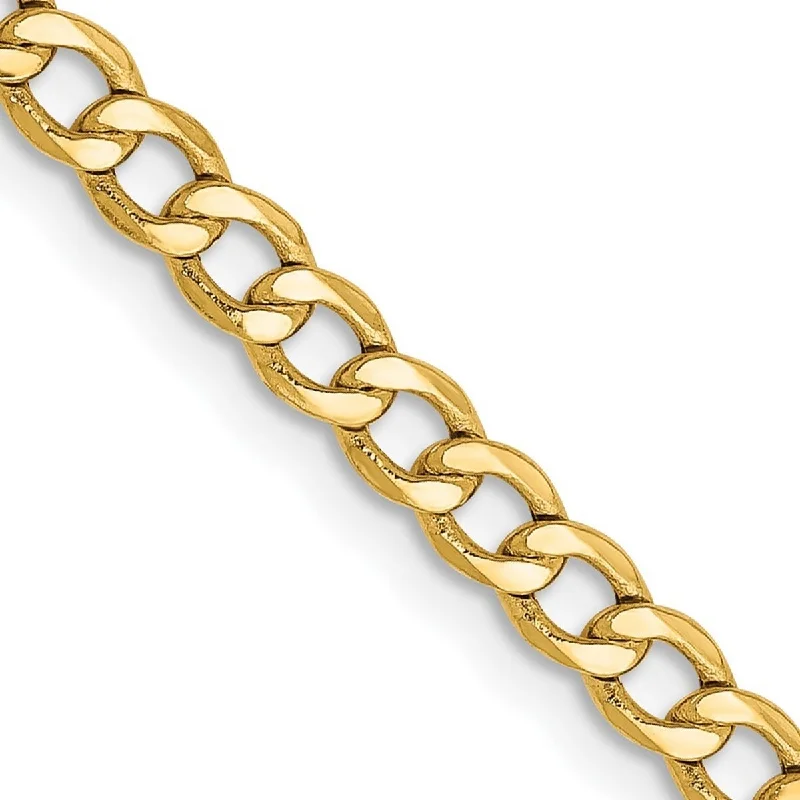 Women's gold chain bracelet-Curata 14k 3.35mm Semi-solid Curb Link Chain Bracelet - 9 Inch