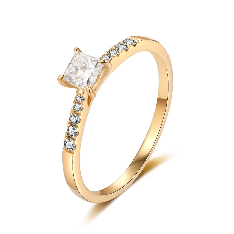 Women’s elegant solitaire engagement ring-GIA Certified Princess Diamond Ring