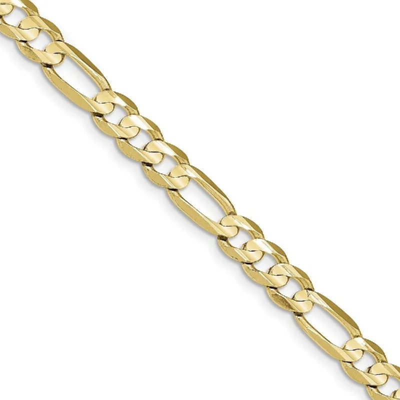 Women's minimalist bracelet-Curata 10k Yellow Gold 7.5mm Solid Polished Light Figaro Chain Bracelet