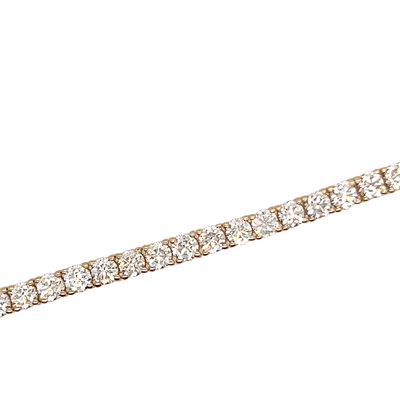 Women's leather bracelet-14K Yellow Gold Diamond Tennis Bracelet - 7.01ctw