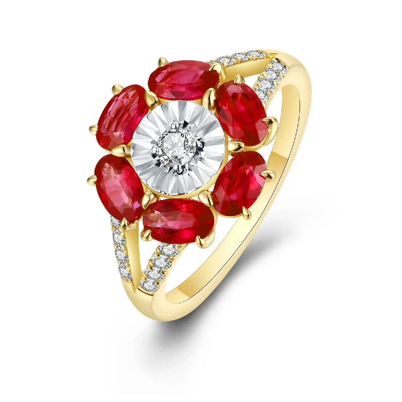 Women’s alternative engagement ring style-Ruby and Diamond Ring