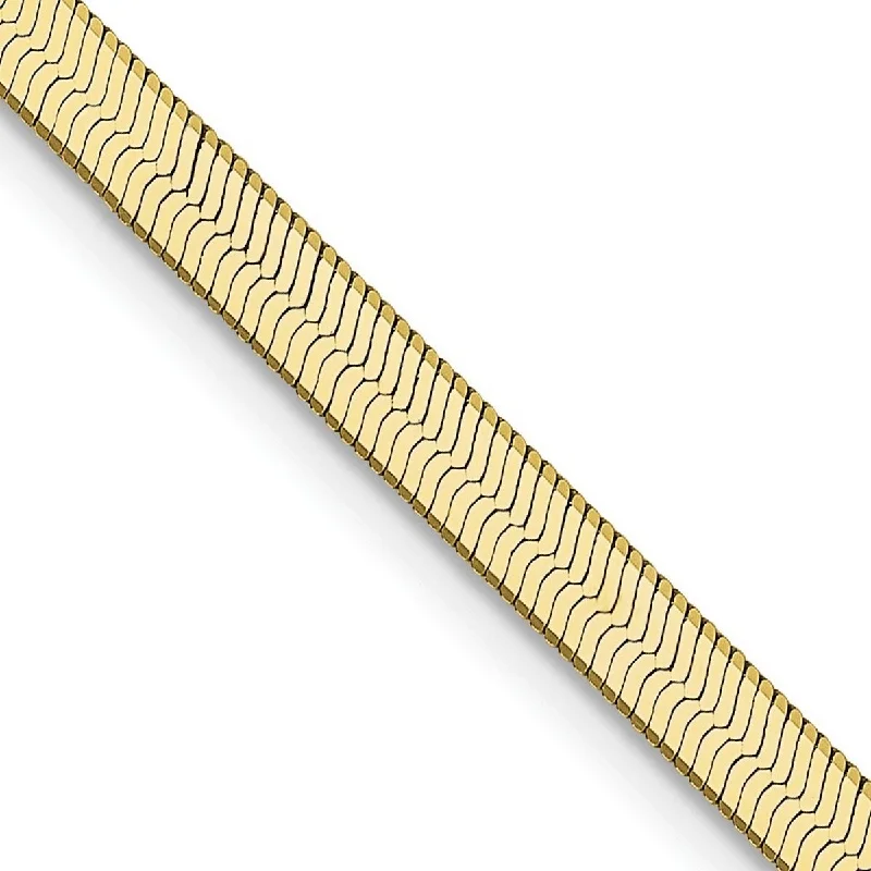 Women's antique bracelet-Curata 10k Yellow Gold 3.0mm Silky Herringbone Chain Bracelet