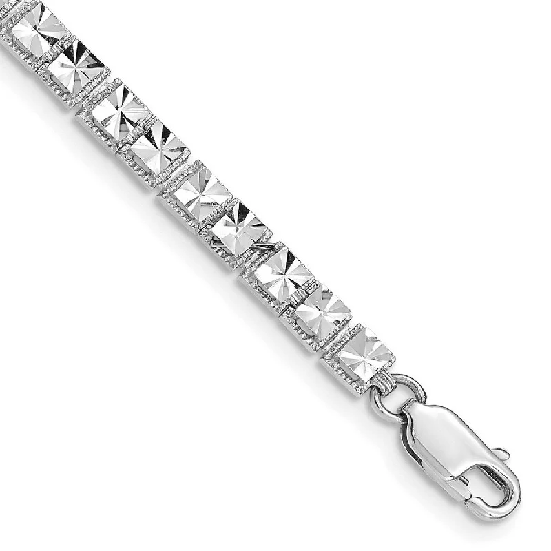 Women's personalized bracelet-Curata 14k White Gold Sparkle Cut Bracelet 7.25 Inch