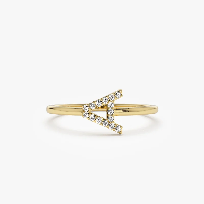 Women’s personalized engagement ring design-14k Sideways Diamond Letter Personalized Ring