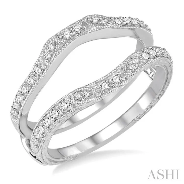 Women’s princess diamond engagement ring-1/3 Ctw Round Diamond Insert Ring in 14K White Gold