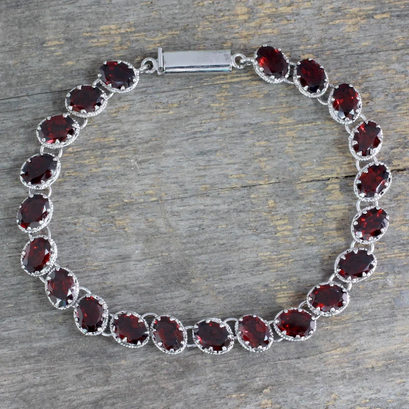 Women's friendship bracelet-Red Garnet Tennis Bracelet