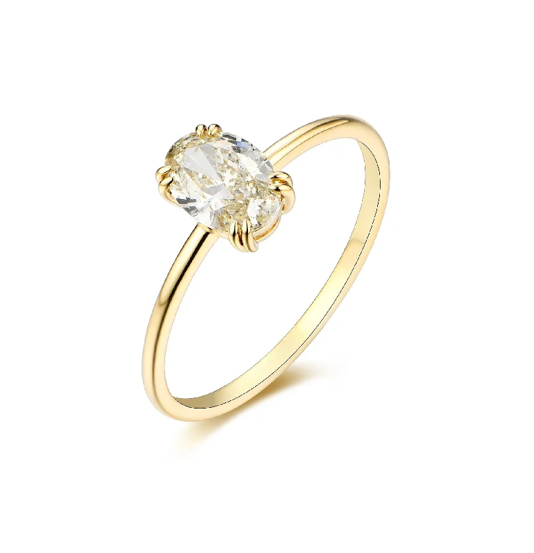 Women’s romantic engagement ring-Light Yellow Simple Diamond Ring