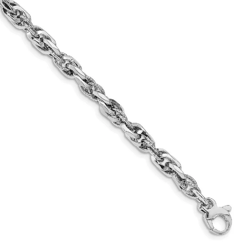 Women's luxury gold bracelet-Curata 14k White Gold Sparkle Cut Polished Link With .5 Bracelet 7.25 Inch