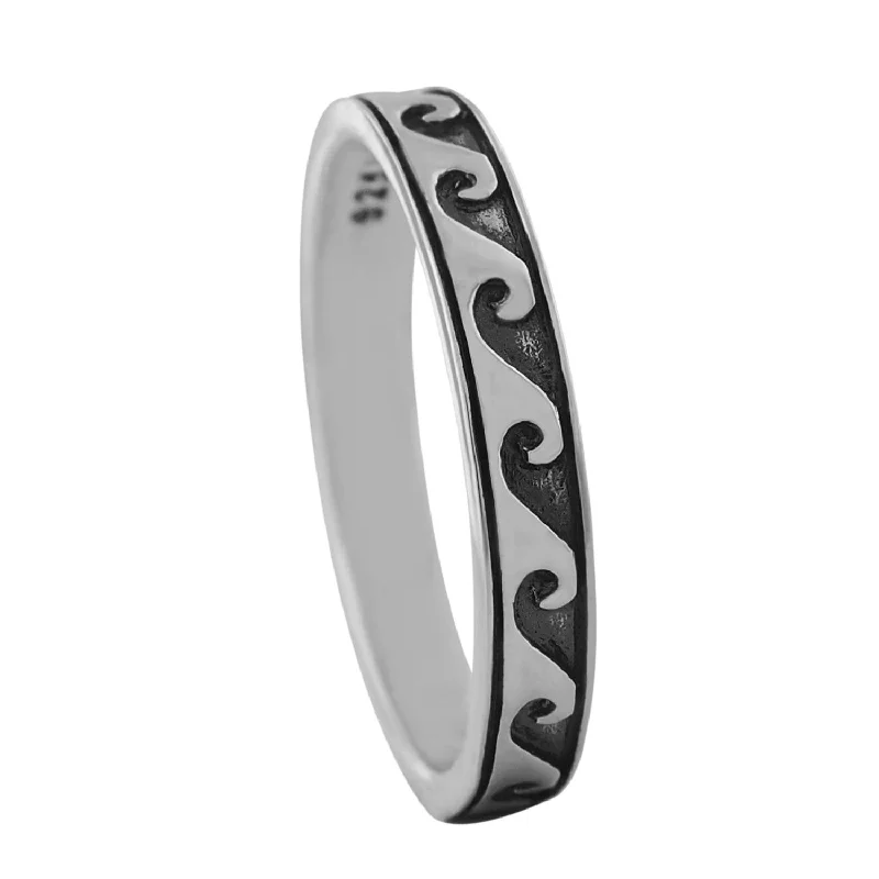 Women’s ring set-Sterling Silver Skinny Wave Ring