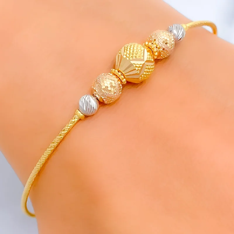 Women's beaded bracelet-Sophisticated Multi-Color 22k Gold Bangle Bracelet