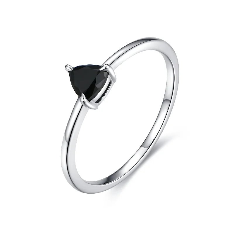 Women’s aquamarine engagement ring-Trillion Black Diamond Ring