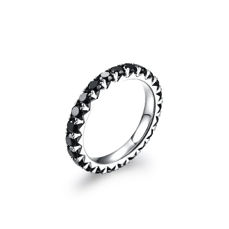 Women’s vintage engagement ring-Classic Black Diamond Eternity Ring