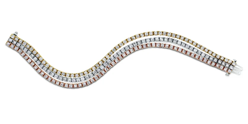 Women's luxury diamond bracelet-Beauvince Diamond Tennis Trinity Bracelet (10.53 ct Diamonds) in Gold