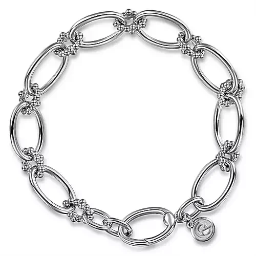 Women's trendy bangles-Gabriel & Co. Silver Bujukan Link Bracelet