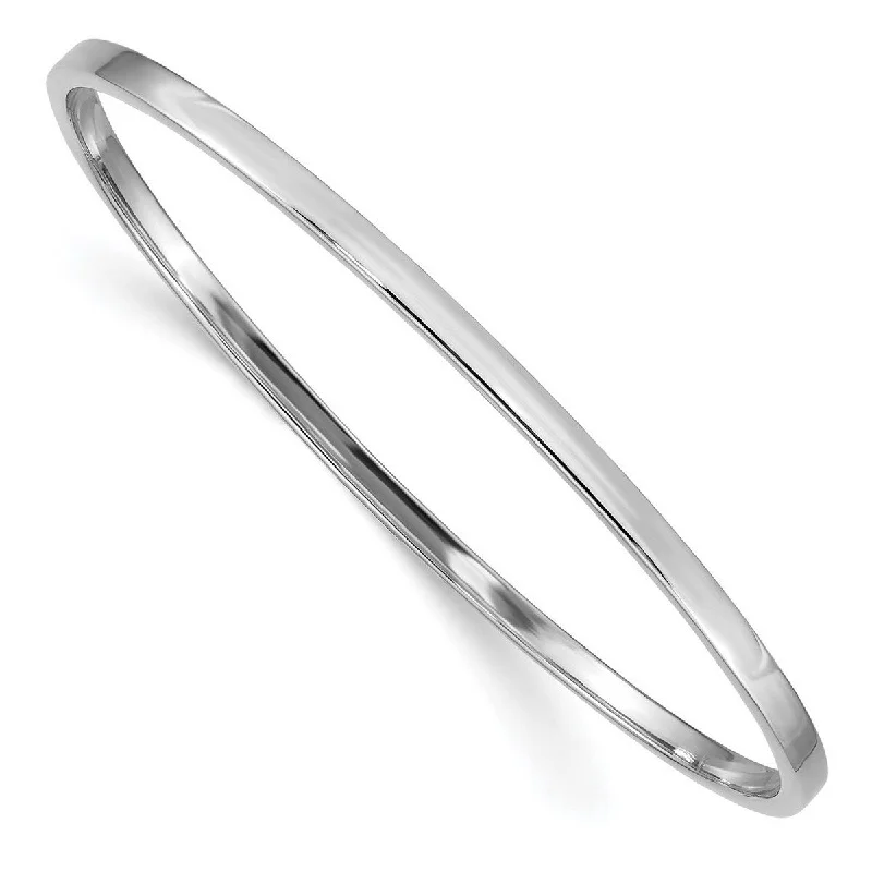 Women's antique bracelet-Curata 14k White Gold Slip on Hollow tube 3mm Polished Square Tube Bangle Bracelet