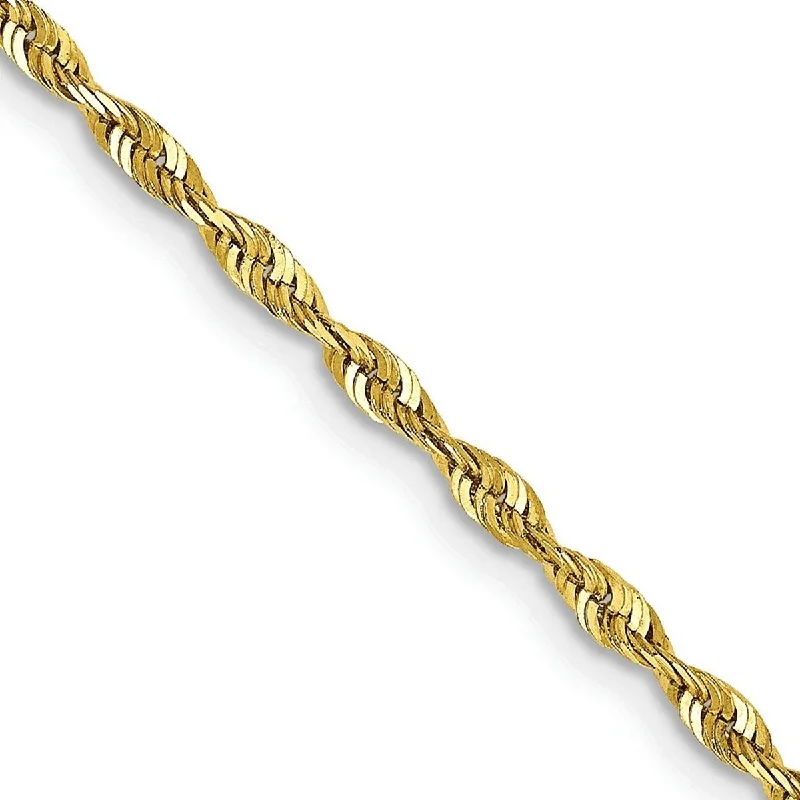 Women's elegant bangle-Curata 10k Yellow Gold 2.0mm Sparkle Cut Extra Lite Rope Chain Bracelet