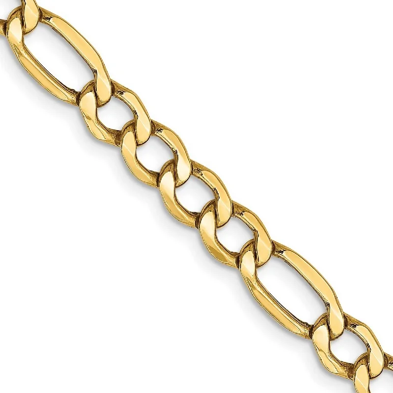 Women's custom bracelet design-Curata 10k 5.35mm Semi-solid Figaro Chain Bracelet - 8 Inch