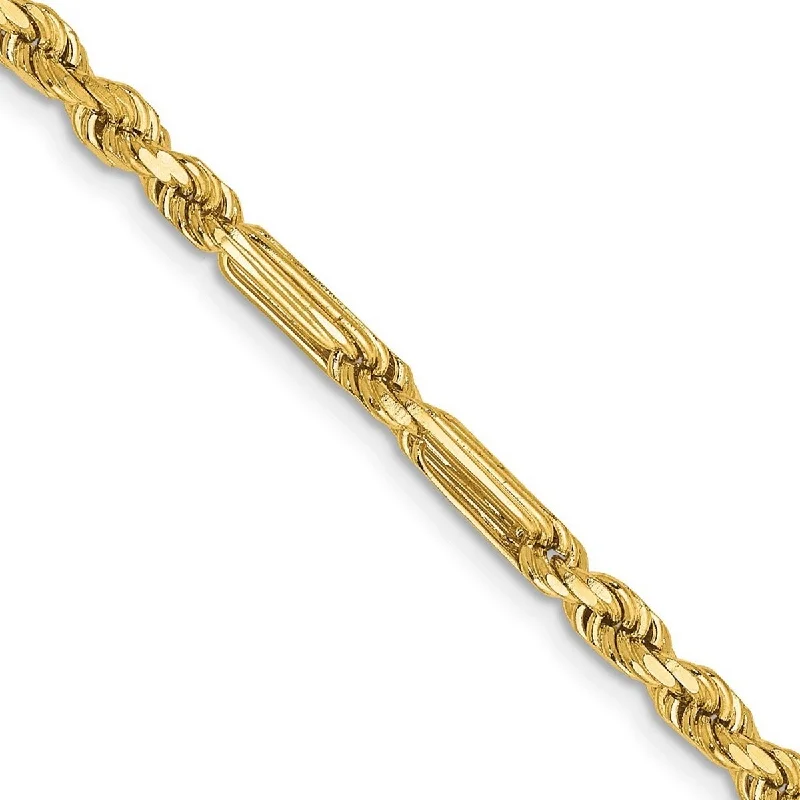 Women's tennis bracelet-Curata 14k Yellow Gold Solid 3.0mm Milano Rope Chain Bracelet Lobster Claw