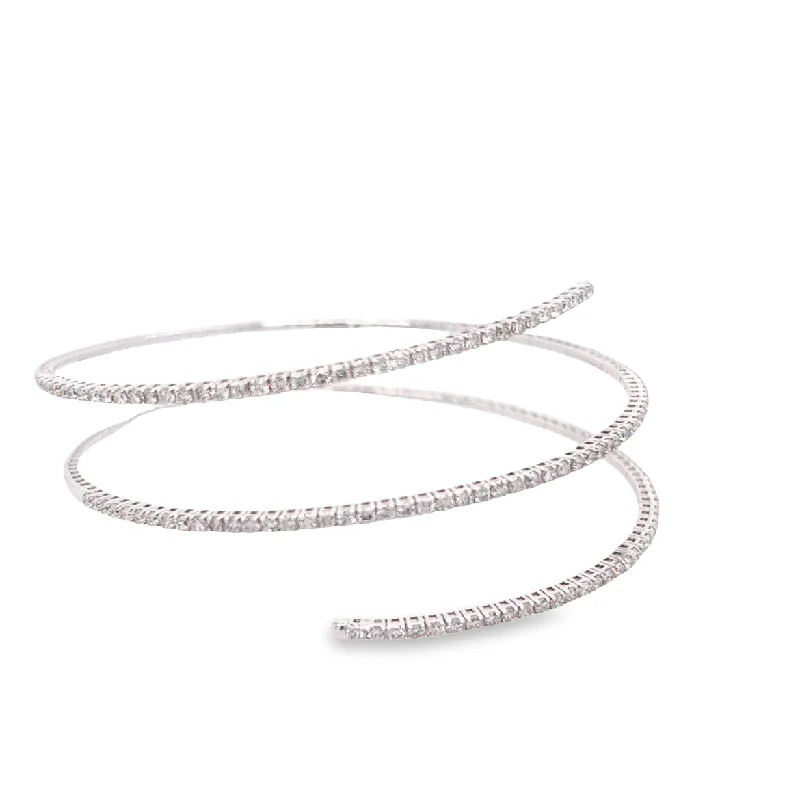 Women's crystal bracelet-14K Flexible Coil Bracelet - 2.00ctw