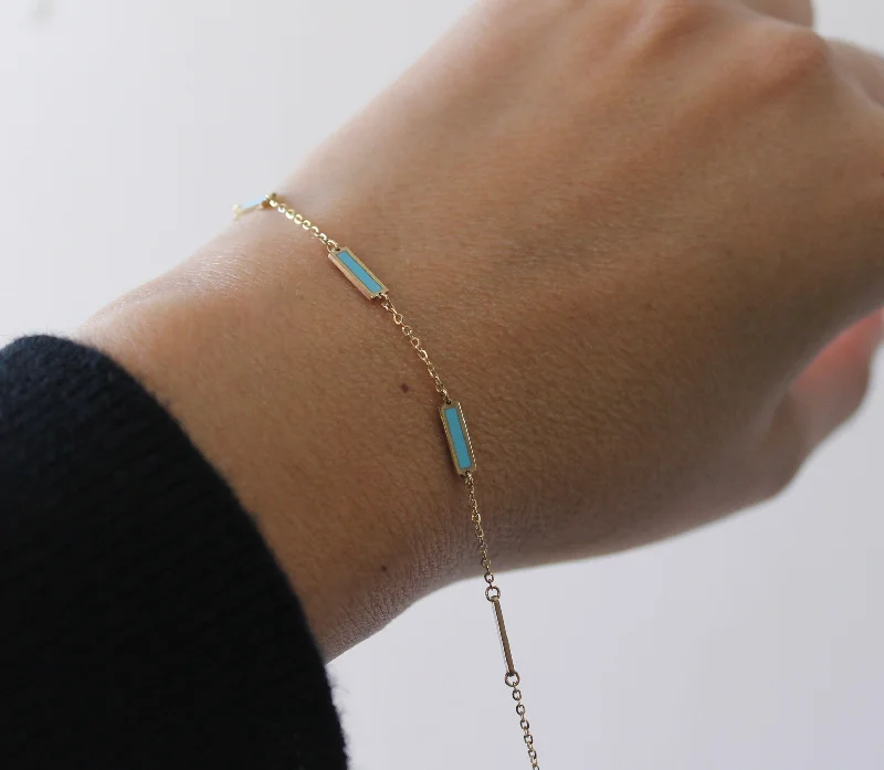 Women's bangles for wedding-Turquoise Dainty Bracelet