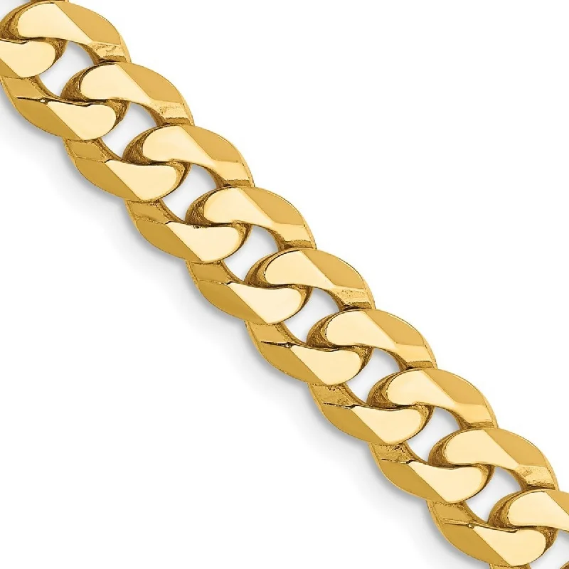 Women's sparkly bracelet-Curata 14k Yellow Gold Solid Polished 6.1mm Beveled Curb Chain Bracelet Lobster Claw