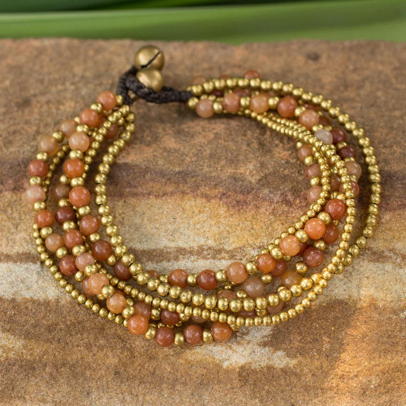 Women's luxury bracelet-Sunrise Joy Brass Beaded Quartz Bracelet