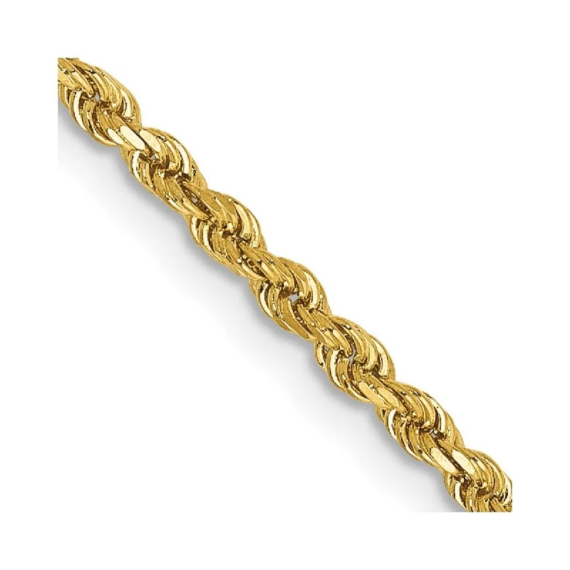 Women's chic bracelet-Curata 14k Yellow Gold Solid Sparkle-Cut Lobster Claw Closure 2.25mm D-Cut Rope Lobster Clasp Chain Bracelet - 7 Inch - Lobster