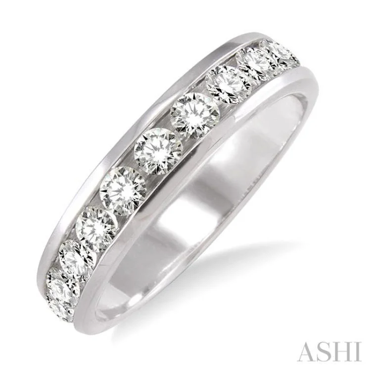 Women’s antique engagement ring-1 Ctw Round Cut Diamond Wedding Band in 14K White Gold