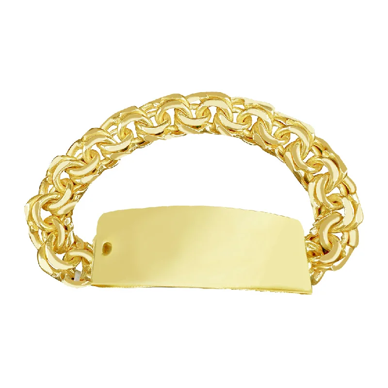 Women's gold bangle set-10K Yellow Gold Chino Link ID Bracelet