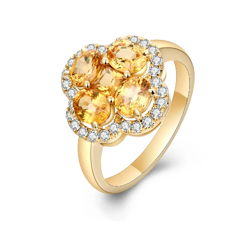 Women’s custom engagement ring-Yellow Sapphire and Diamond Ring