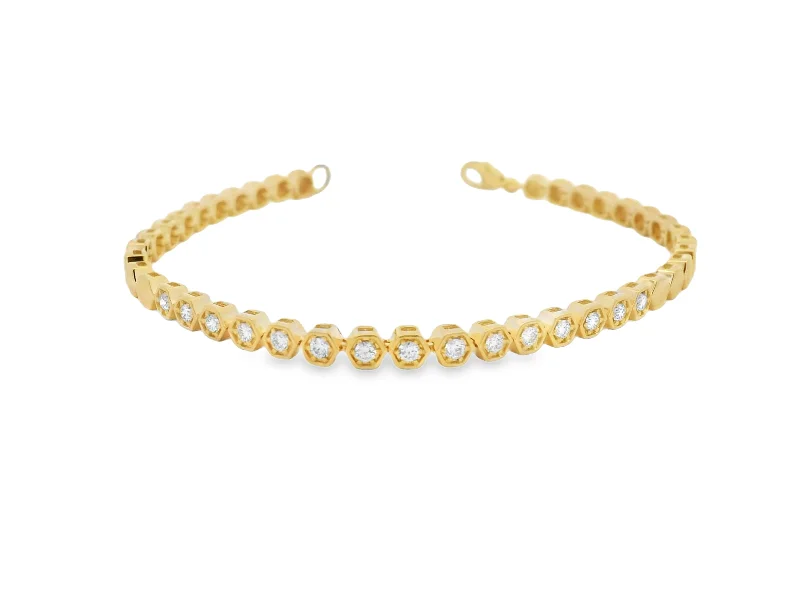 Women's eco-friendly bracelet-14K Yellow Gold Diamond Honeycomb Bracelet