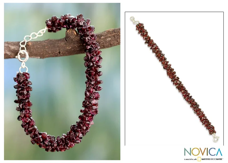 Women's stackable bracelets-Love's Fortunes Garnet Beaded Bracelet