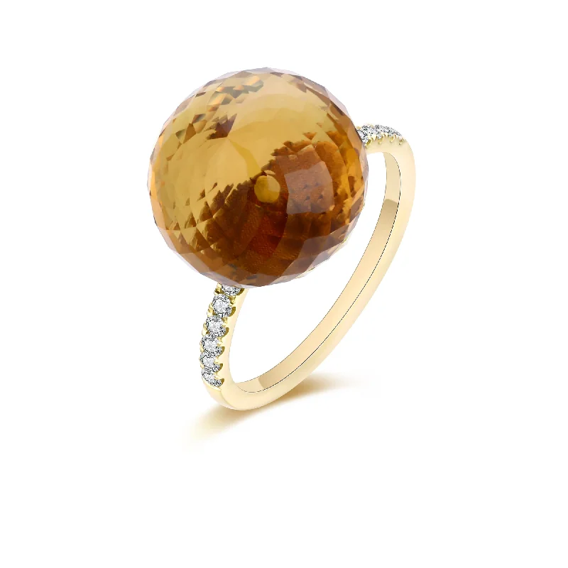 Women’s affordable vintage engagement ring-Citrine White Diamond Ring