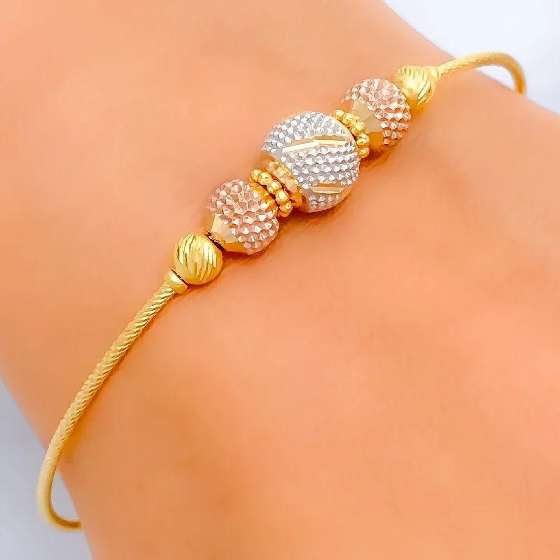 Women's delicate bangle-Radiant Multi-Colored 22k Gold Bangle Bracelet