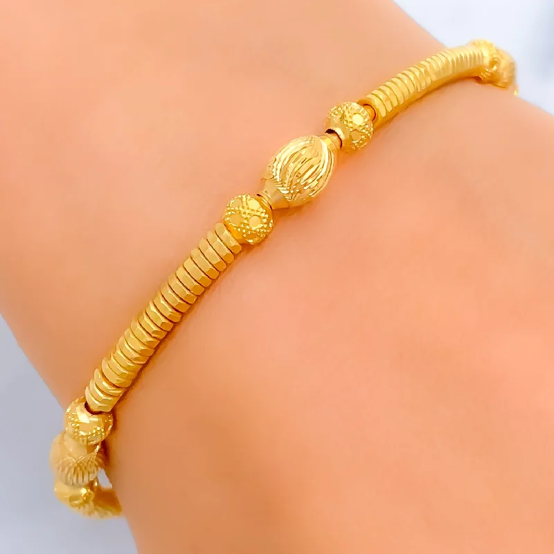 Women's dainty bracelet-Lavish Wavy 22k Gold Bangle Bracelet