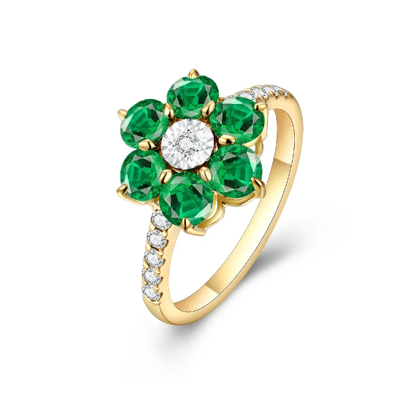 Women’s personalized engagement ring design-Emerald and Diamond Ring