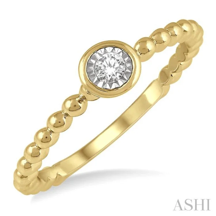 Women’s affordable engagement ring-1/50 Ctw Round Cut lattice Diamond Promise Ring in Ball Shape 10K Yellow Gold