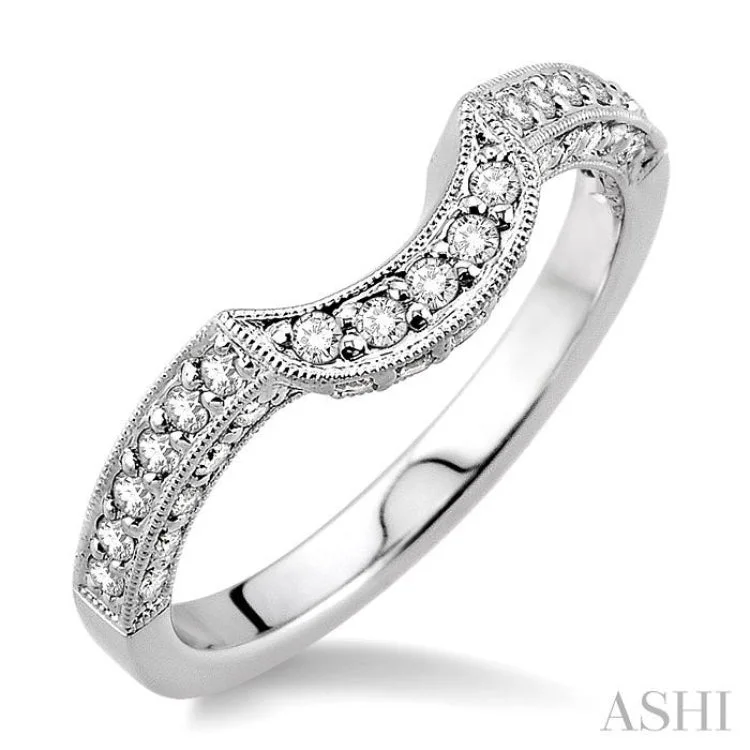 Women’s round cut engagement ring-1/3 Ctw Diamond Matching Wedding Band in 14K White Gold