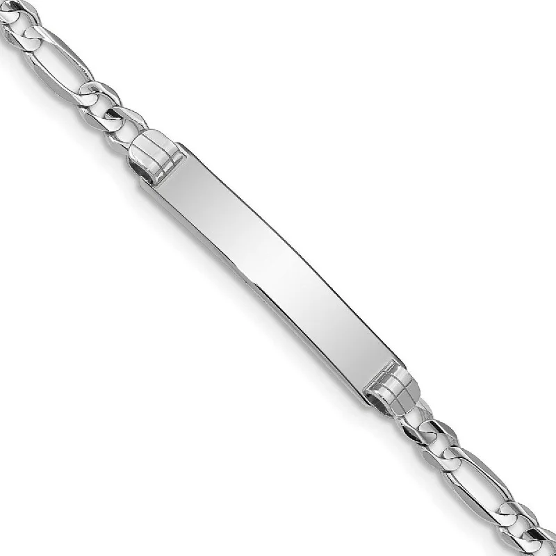 Women's charm bangle-Curata 5mm 14k White Gold Engravable Figaro Link ID Bracelet