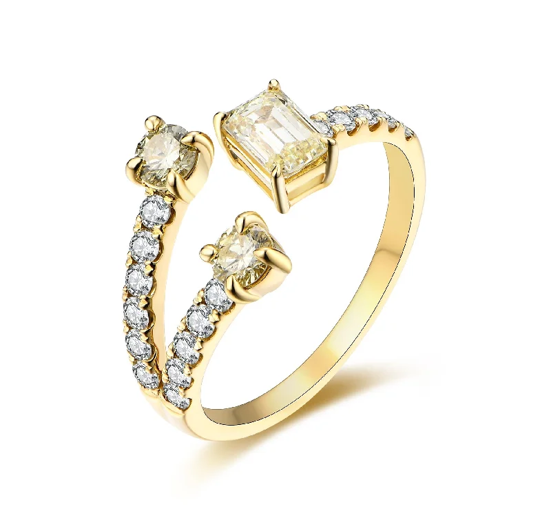 Women’s sparkling engagement ring-Multi Shape Light Yellow Diamond Ring