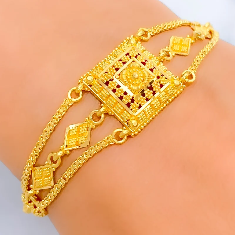 Women's friendship bracelet-Iconic Bold Square 22k Gold Bracelet