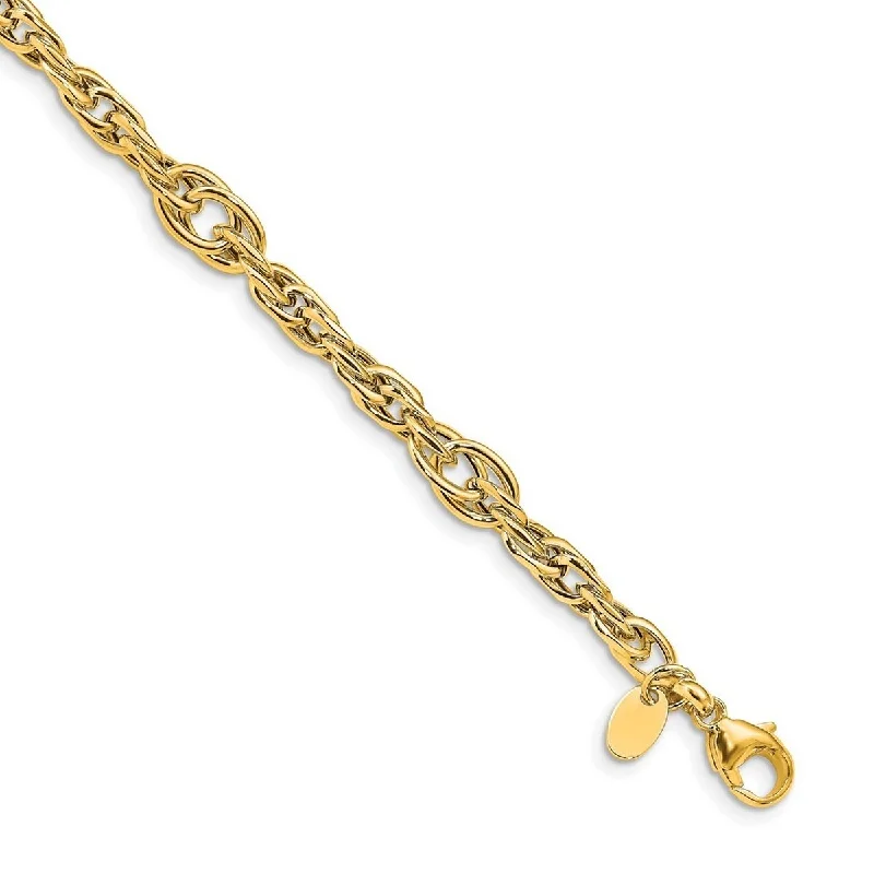 Women's beaded bracelet-Curata 4.5mm 14k Gold Polished Link Bracelet 7.5 Inch