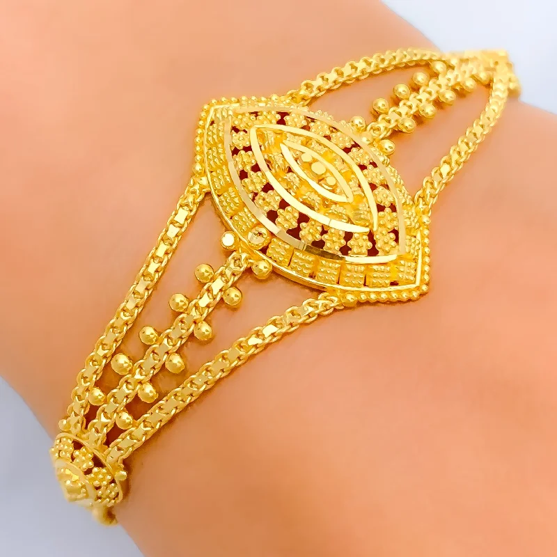 Women's friendship bangles-Traditional Marquise 22k Gold Bracelet